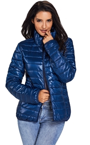 BY85126-5 Blue High Neck Quilted Cotton Jacket